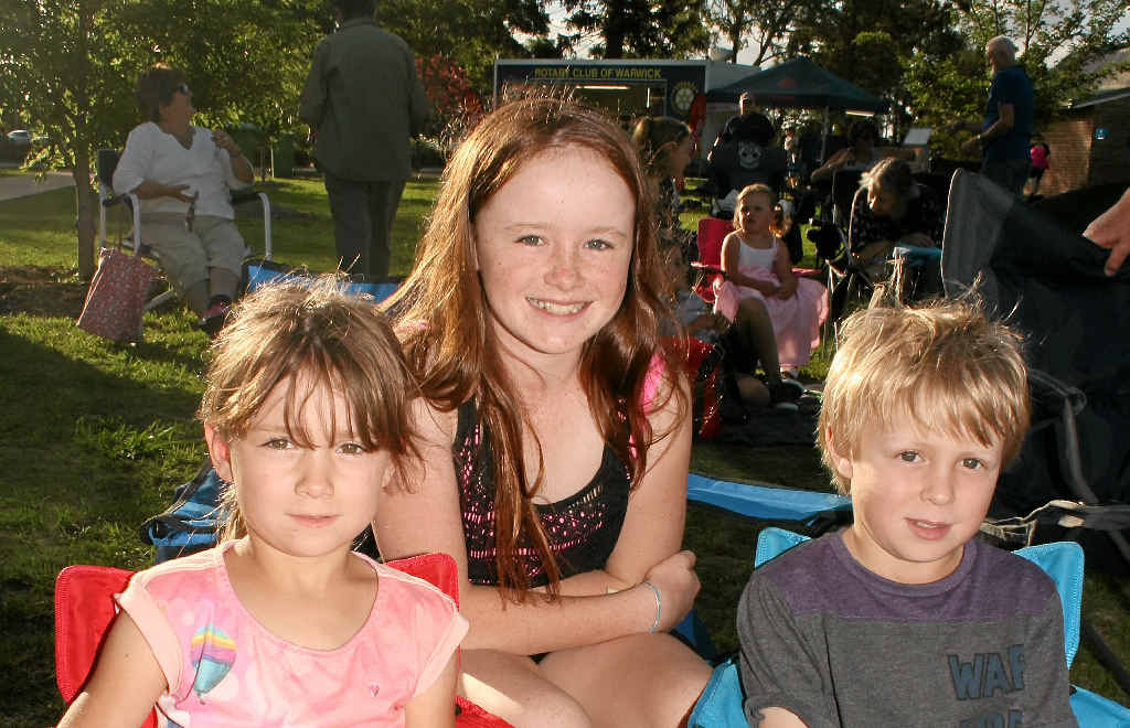 FAMILY EVENT: Enjoying last year’s Warwick Christmas carols event are Amarli, Tegan and Declan Mathews. FAMILY EVENT: Enjoying last year’s Warwick Christmas carols event are Amarli, Tegan and Declan Mathews.